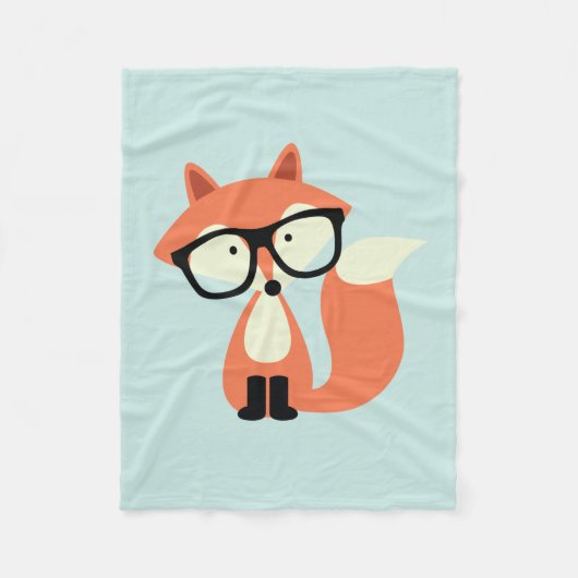 Hipster Red Fox Fleece Deken (Voorkant)