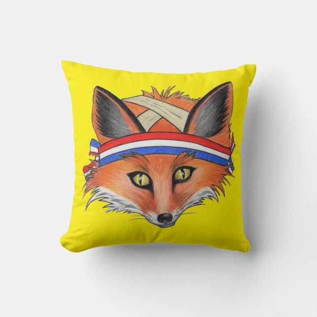 Hipster Red Fox Funny Animal Patriotic Headband Kussen (Voorkant)