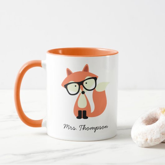 Hipster Red Fox Mok (Met donut)
