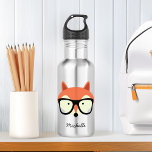 Hipster Red Fox Roestvrij staal Waterfles Waterfles<br><div class="desc">Schattig model met hipster fox-illustratie op maat.</div>