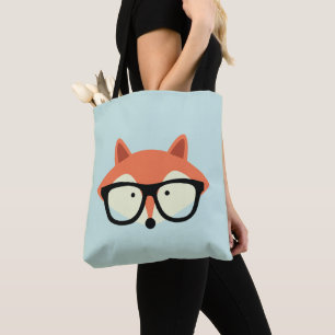 Hipster Red Fox Tote Bag