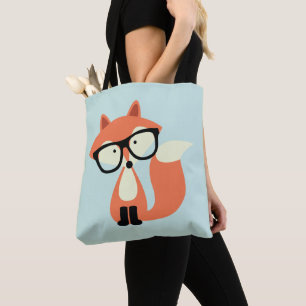 Hipster Red Fox Tote Bag
