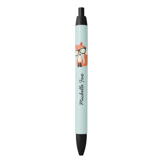 Hipster Red Fox Zwarte Inkt Pen (Voorkant Verticaal)