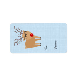 Hipster Reindeer Blue Kerstmis Label