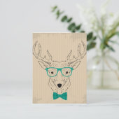Hipster Reindeer Elk met glazen grijze kerst Briefkaart (Staand voorkant)