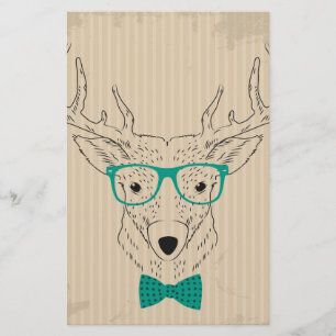 Hipster Reindeer Elk met glazen grijze kerst Briefpapier
