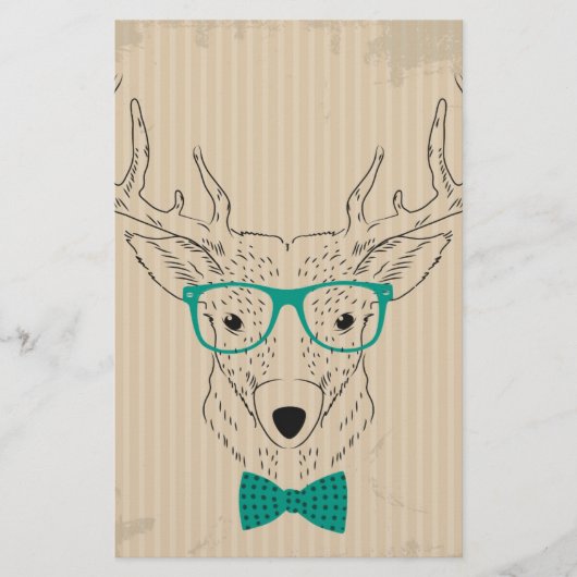 Hipster Reindeer Elk met glazen grijze kerst Briefpapier (Voorkant)