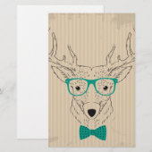 Hipster Reindeer Elk met glazen grijze kerst Briefpapier (Voorkant / Achterkant)