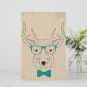 Hipster Reindeer Elk met glazen grijze kerst Briefpapier (Staand voorkant)