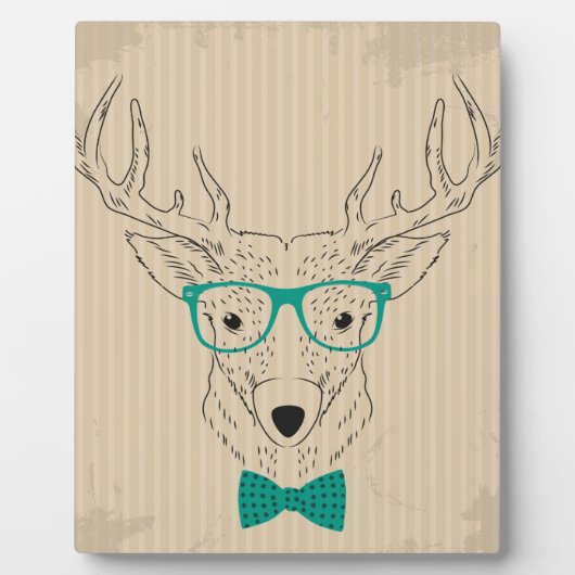 Hipster Reindeer Elk met glazen grijze kerst Fotoplaat (Voorkant)
