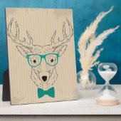 Hipster Reindeer Elk met glazen grijze kerst Fotoplaat (Zijkant)