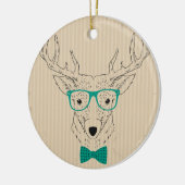 Hipster Reindeer Elk met glazen grijze kerst Keramisch Ornament (Links)