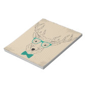 Hipster Reindeer Elk met glazen grijze kerst Notitieblok (Linkerzijde)