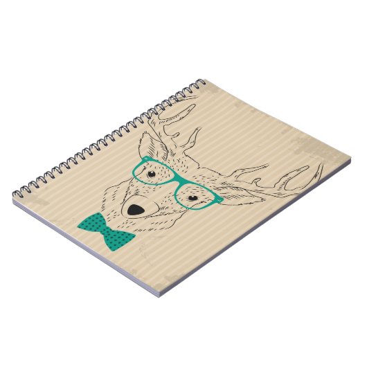 Hipster Reindeer Elk met glazen grijze kerst Notitieboek (Linkerzijde)