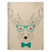 Hipster Reindeer Elk met glazen grijze kerst Notitieboek (Voorkant)