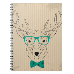 Hipster Reindeer Elk met glazen grijze kerst Notitieboek