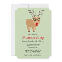 Hipster Reindeer Green Christmas Party