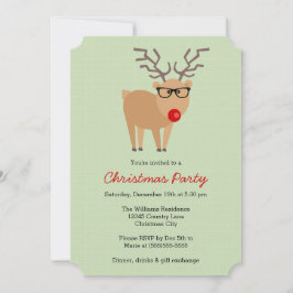 Hipster Reindeer Green Christmas Party Kaart