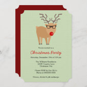 Hipster Reindeer Green Christmas Party Kaart (Voorkant / Achterkant)
