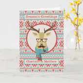Hipster Reindeer Persoonlijke Kerstmis Kaart (Gele Bloem)