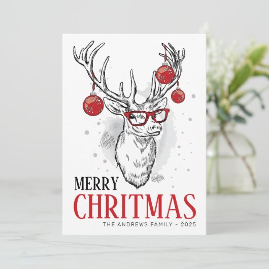 Hipster rendier niet foto kerst Kaart (Staand voorkant)