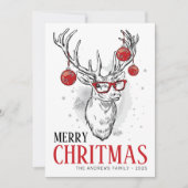 Hipster Rendier Niet-Foto Kerstkaart (Voorkant)
