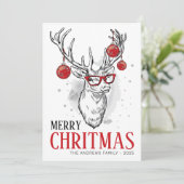 Hipster Rendier Niet-Foto Kerstkaart (Staand voorkant)