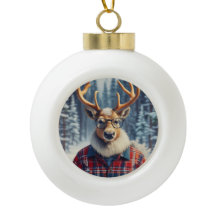 Hipster Rendier Snowflake ingelijst Ornament