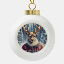 Hipster Rendier Snowflake ingelijst Ornament