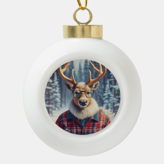 Hipster Rendier Snowflake ingelijst Ornament (Voorkant)