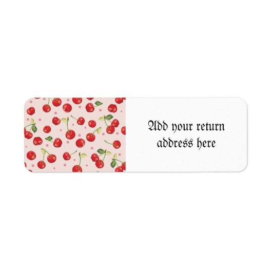 Hipster, retro, cherry, patroon, rood, roze, bleek etiket (Voorkant)