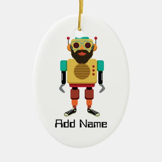 Hipster Retro Robot Keramisch Ornament (Voorkant)