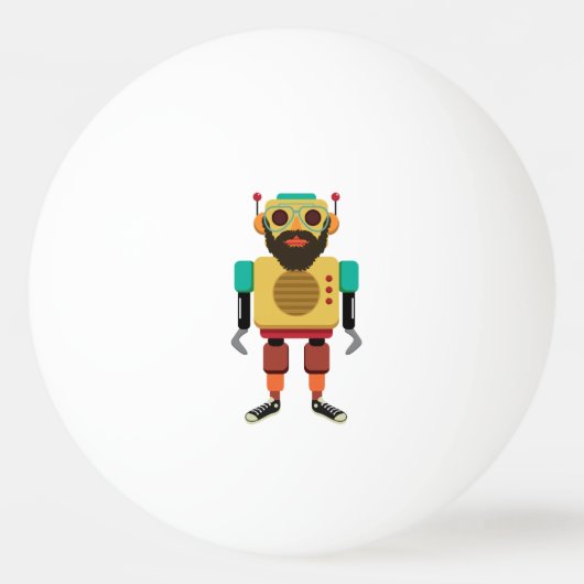 Hipster Retro Robot Pingpongbal (Voorkant)