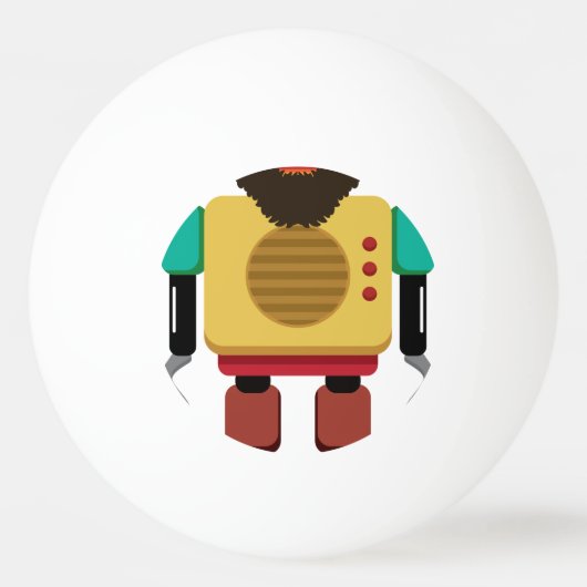 Hipster Retro Robot Pingpongbal (Achterkant)