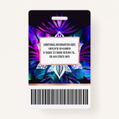 Hipster Retro Tech Blauwgroen Paars Lotus Flower L Badge (Achterkant)