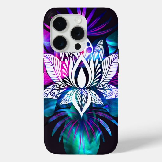 Hipster Retro Tech Blauwgroen Paars Lotus Flower L Case-Mate iPhone Case (Achterkant)