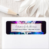 Hipster Retro Tech Blauwgroen Paars Lotus Flower L Etiket (Insitu)