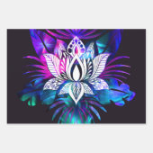 Hipster Retro Tech Blauwgroen Paars Lotus Flower L Inpakpapier Vel (Voorkant 3)