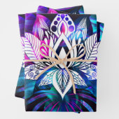 Hipster Retro Tech Blauwgroen Paars Lotus Flower L Inpakpapier Vel (In situ)