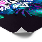 Hipster Retro Tech Blauwgroen Paars Lotus Flower L Poster (Hoek)