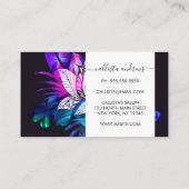 Hipster Retro Tech Blauwgroen Paars Lotus Flower L Visitekaartje (Achterkant)