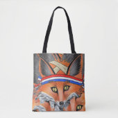 Hipster Rode Vos Collage Dier Patriottische Hoofdb Tote Bag (Voorkant)