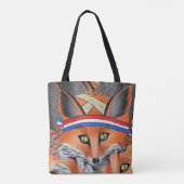 Hipster Rode Vos Collage Dier Patriottische Hoofdb Tote Bag (Achterkant)