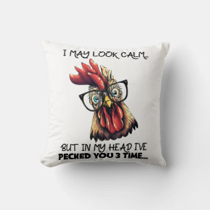 Hipster Rooster Funny Gezegde Kussen