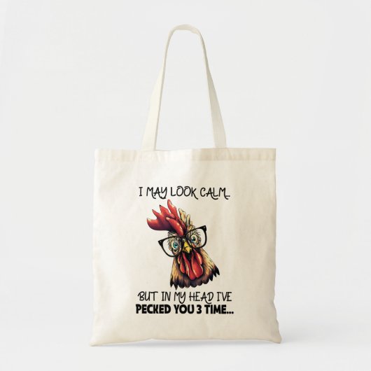 Hipster Rooster Funny Gezegde Tote Bag (Voorkant)