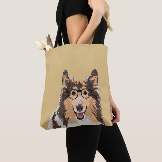Hipster Rough Collie Canvas tas voor Hondenliefheb (Dichtbij)