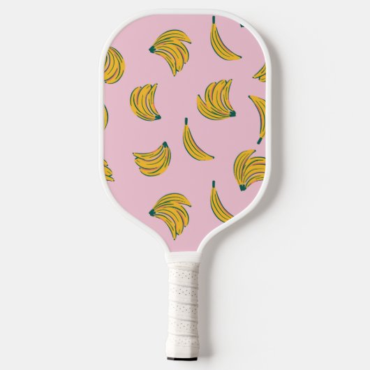 Hipster Roze en Geel Banaan Patroon Pickleball Paddle (Achterkant)
