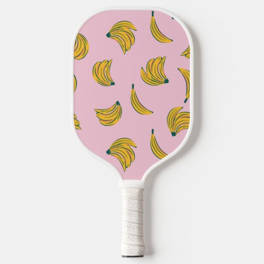 Hipster Roze en Geel Banaan Patroon Pickleball Paddle (Voorkant)