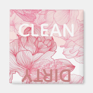 hipster roze florale patroon schone vuile vaatwasm magneet