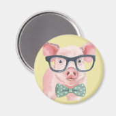 Hipster Roze Varken Magneet (Voorkant / Achterkant)